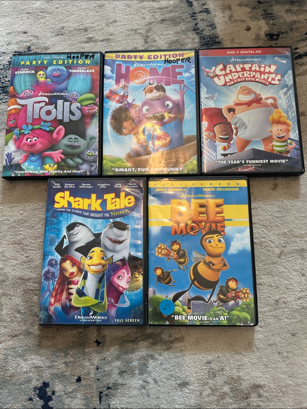 DreamWorks Kids Movie DVD Set – Bright Blue, Yellow, Pink, Orange, Red Covers